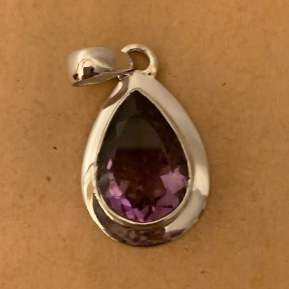 Handmade Faceted Amethyst Silver Pendant